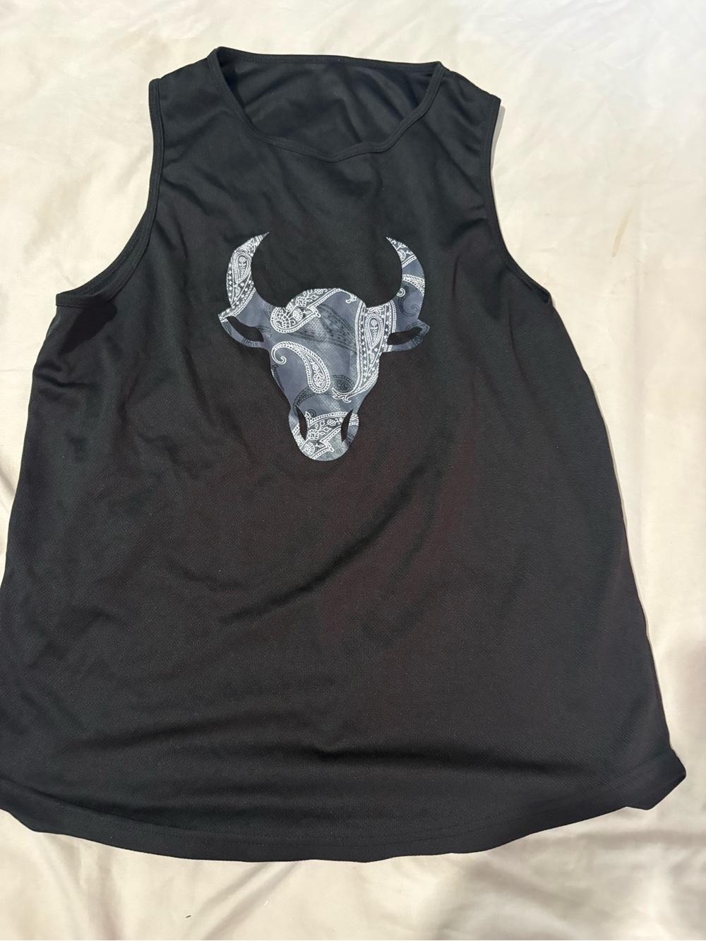 Black Tank with Paisley Bull Graphic size s